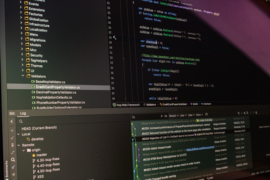Software engineering dashboard with code and validation data